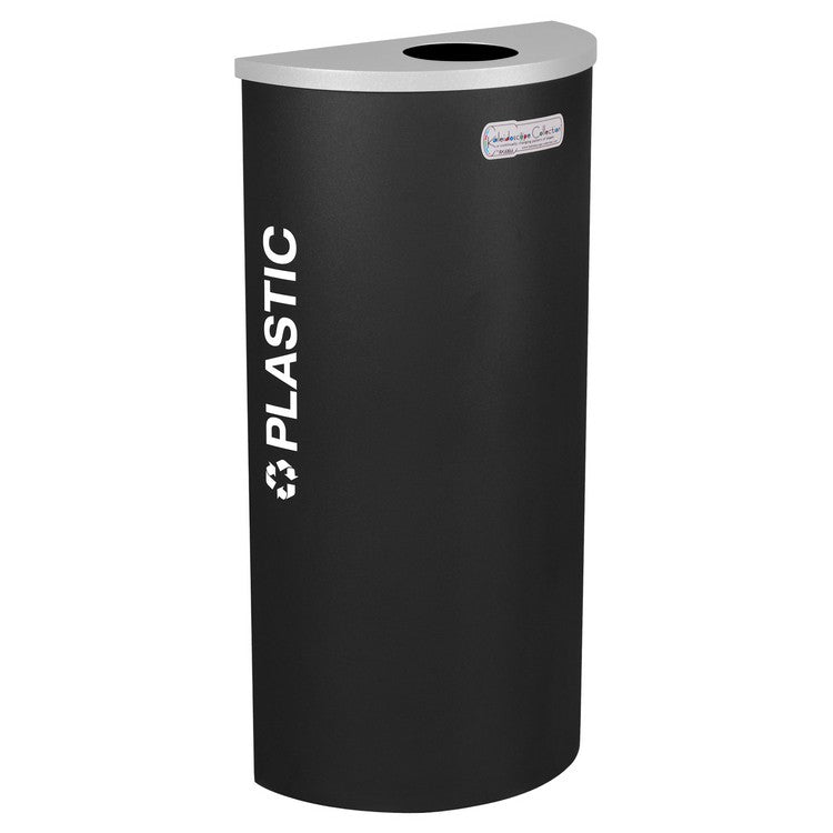 Kaleidoscope Collection Half Round Black Recycling Receptacle for Plastic