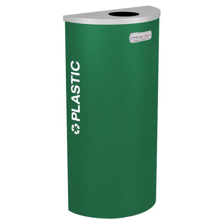 Kaleidoscope Collection Half Round Emerald Green Recycling Receptacle for Plastic