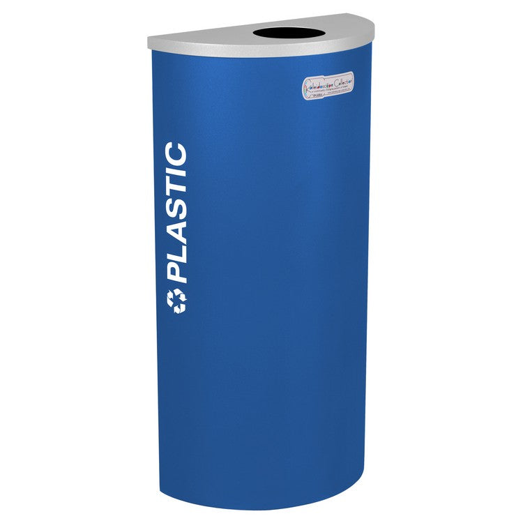 Kaleidoscope Collection Half Round Royal Blue Recycling Receptacle for Plastic