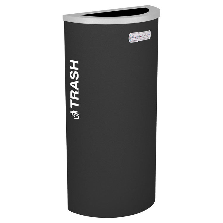 Kaleidoscope Collection Half Round Black Recycling Receptacle for Trash