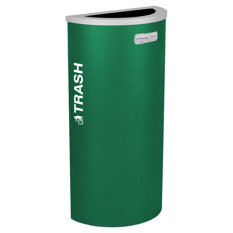 Kaleidoscope Collection Half Round Emerald Green Recycling Receptacle for Trash