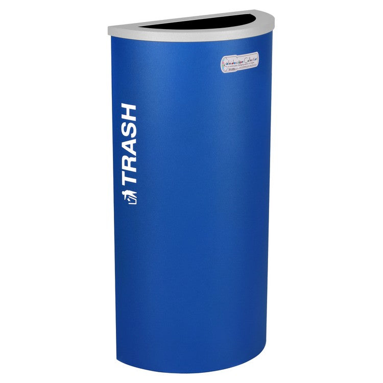 Kaleidoscope Collection Half Round Royal Blue Recycling Receptacle for Trash