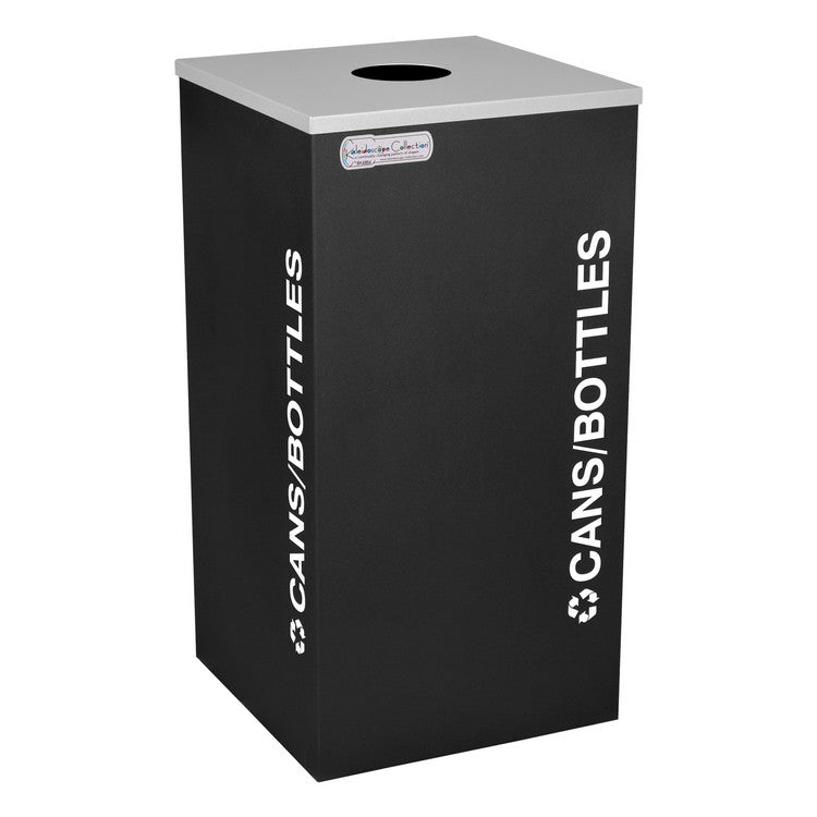 Kaleidoscope Collection Square Black Recycling Receptacle for Cans and Bottles