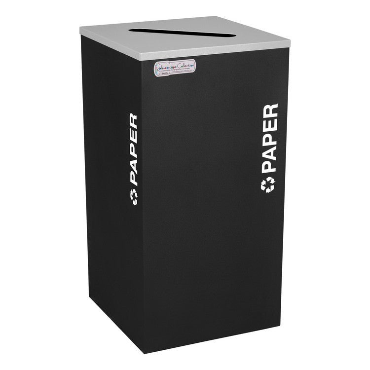 Kaleidoscope Collection Square Black Recycling Receptacle for Paper