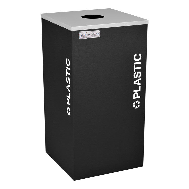 Kaleidoscope Collection Square Black Recycling Receptacle for Plastic