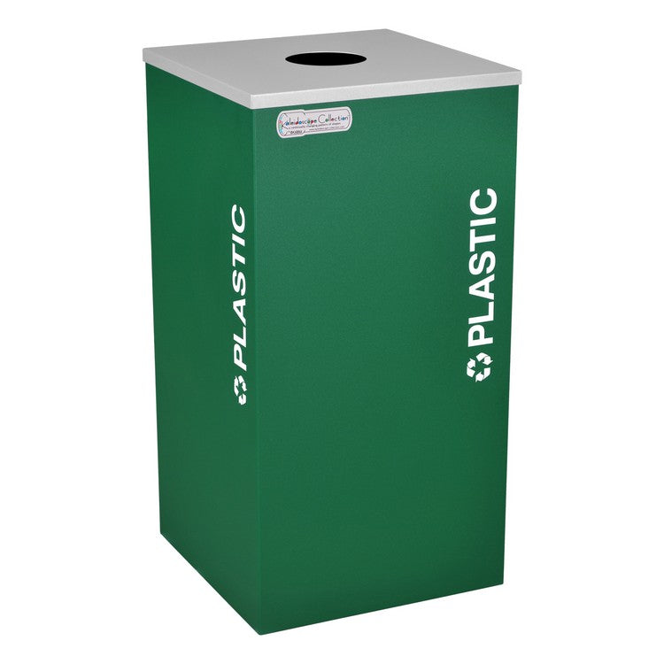 Kaleidoscope Collection Square Emerald Green Recycling Receptacle for Plastic