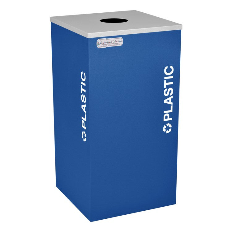 Kaleidoscope Collection Square Royal Blue Recycling Receptacle for Plastic
