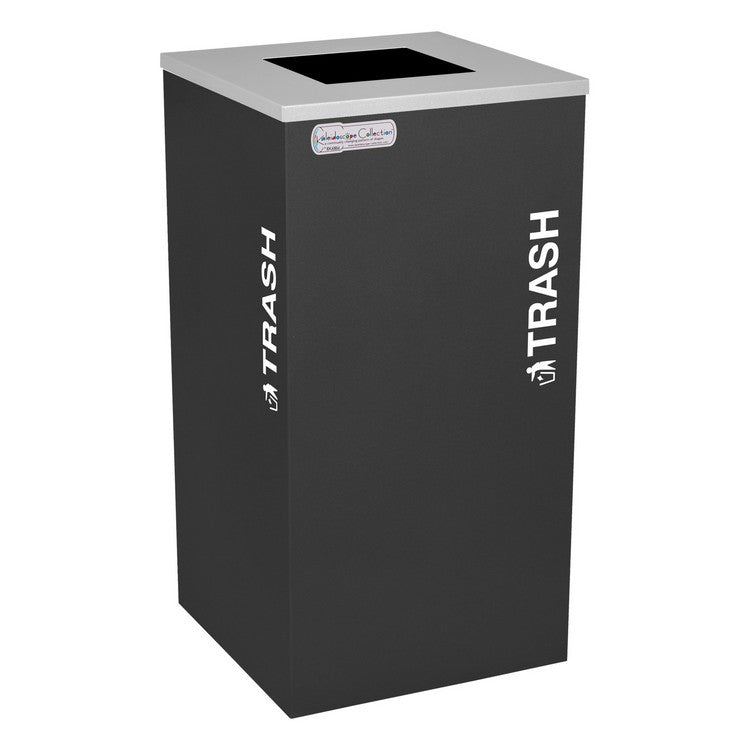 Kaleidoscope Collection Square Black Recycling Receptacle for Trash