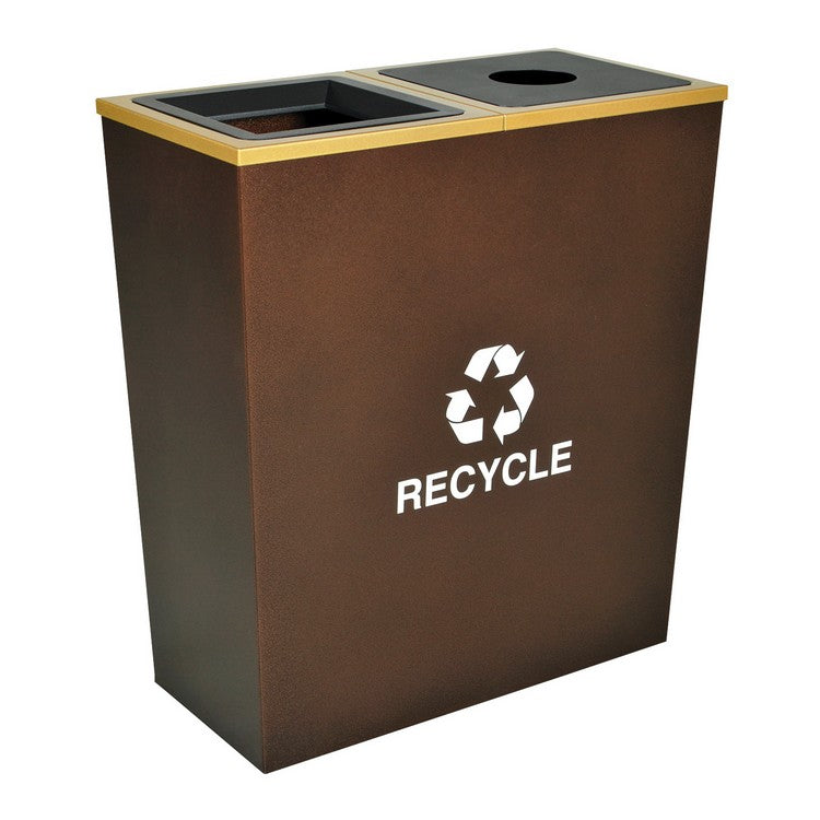 Metro Collection Double Stream Recycling Receptacle in Copper