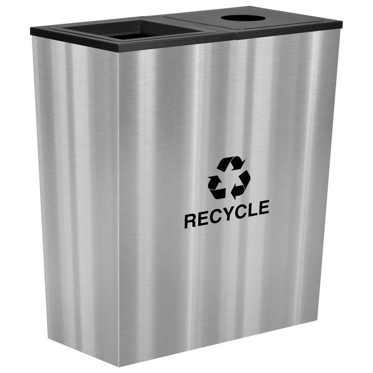 Metro Collection Double Stream Recycling Receptacle in Stainless Steel