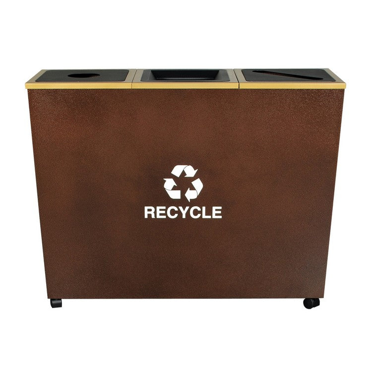Metro Collection Triple Stream Recycling Receptacle in Copper