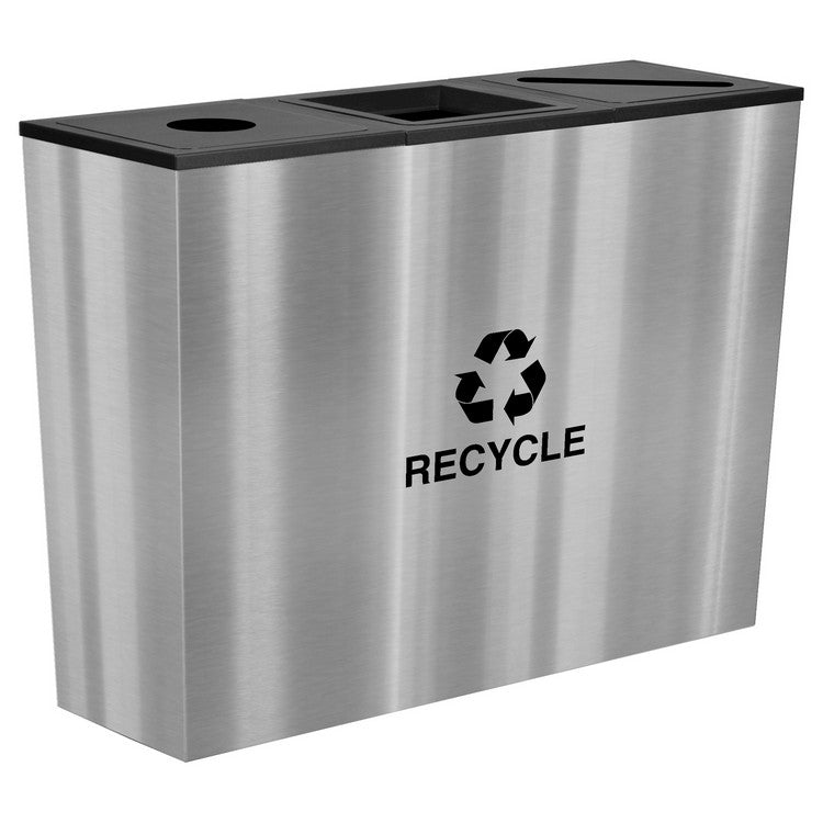 Metro Collection Triple Stream Recycling Receptacle in Stainless Steel
