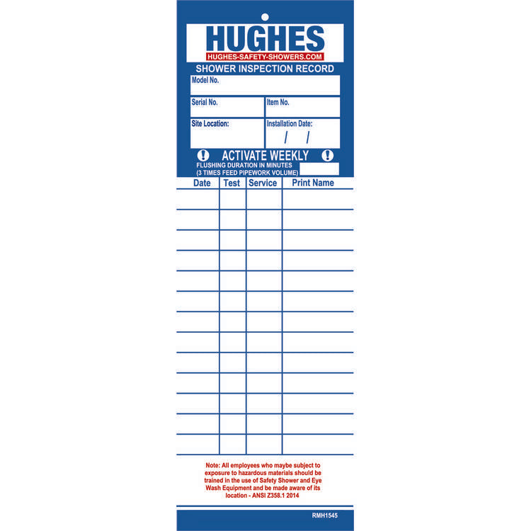 Hughes Equipment Inspection Record, 2 Pack