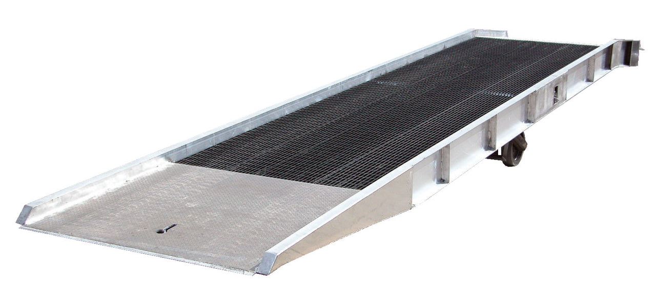 93"W x 30'L Aluminum Yard Ramp w/ Steel Grating & 16,000-lbs Capacity