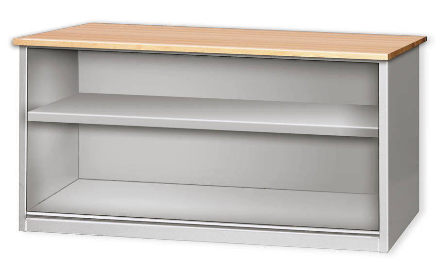 Pucel 30" x 72" Shelf Cabinet Bench w/ Wood Top