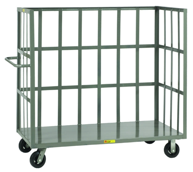 30" x 60" Little Giant 2-Shelf 3-Sided Bulk Truck w/ Slat-Type Sides & 6" Poly Casters