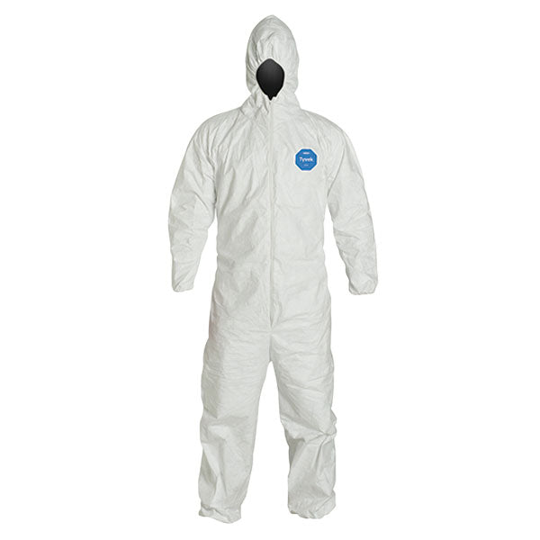 DuPont™ Tyvek® 400 Coveralls w/ Respirator Fit Hood & Elastic Wrists & Ankles, 3X-Large, White, 25/Case