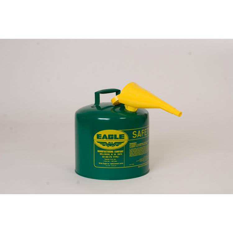 5G Green Type I Safety Can w/funnel - Model UI-50-FSG