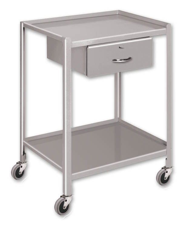 Pucel 20" x 28" Utility Cart w/ 2 Shelves, 1 Drawer, & 5" Casters