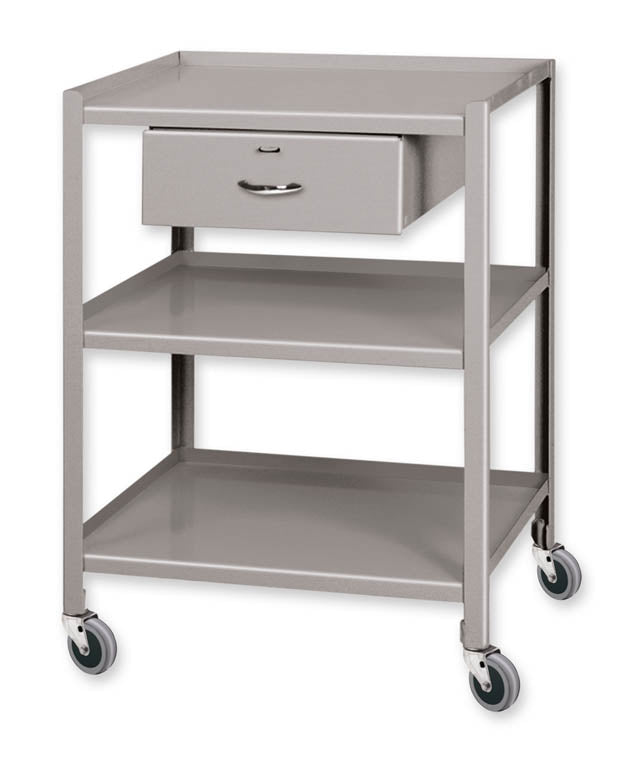 Pucel 19" x 25" Utility Cart w/ 3 Shelves, 1 Drawer, & 3" Casters