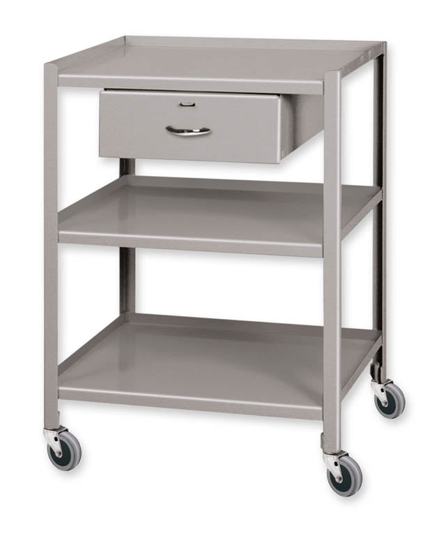 Pucel 19" x 25" Utility Cart w/ 3 Shelves, 1 Drawer, & 5" Casters