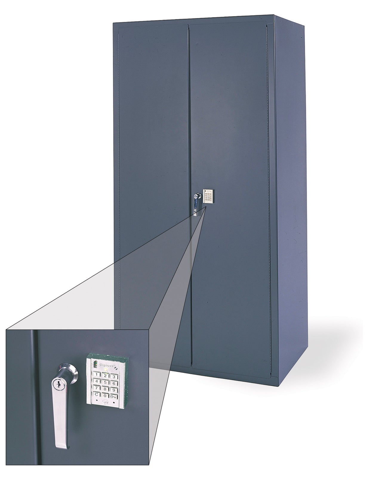Vari-Tuff Electronic Locking Cabinet, 48" x 24" x 78", Charcoal Flush, 8 Shelves