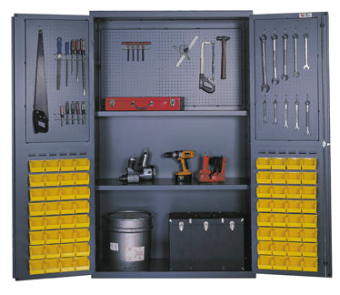 Vari-Tuff Multi-Use Utility Cabinet, 64 bins, 2 internal shelves and punch hole inserts