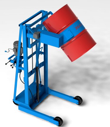 Vertical-Lift Drum Pourer 60", Air Motor Powered Lift & Tilt, Intrinsically-Safe Scale-Equipped