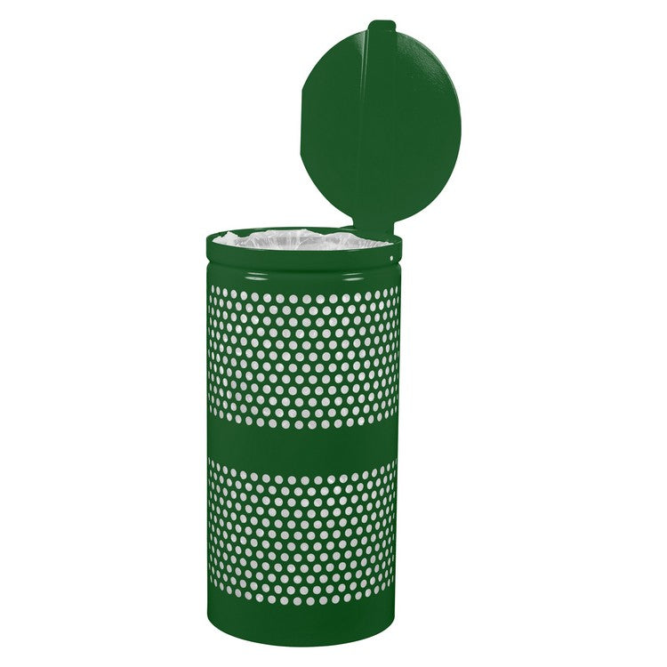 10-Gallon Hunter Green Landscape Series Receptacle with Lid
