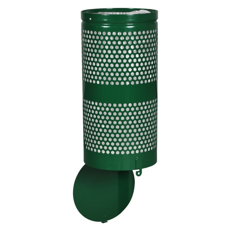 10-Gallon Hunter Green Landscape Series Receptacle with Hinged Drop Bottom