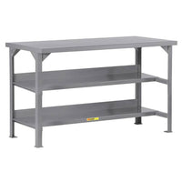 Thumbnail for Welded Workbench w/ Double Shelf Storage - Model WST3244836