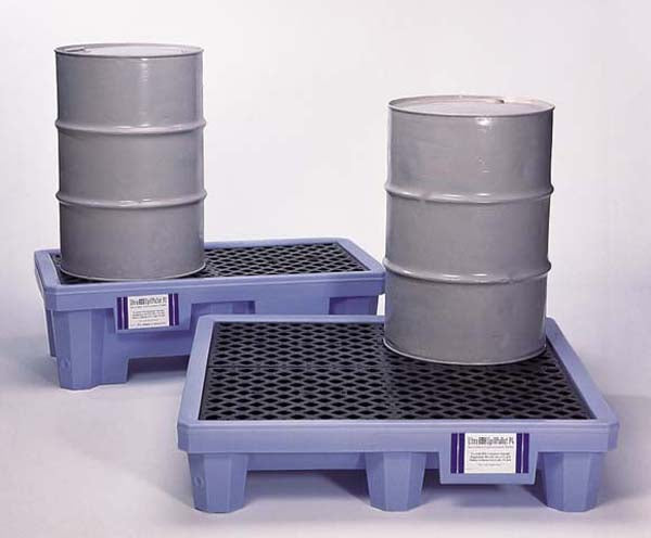 Spill Pallet P2 Fluorinated, Light Blue w/ Drain